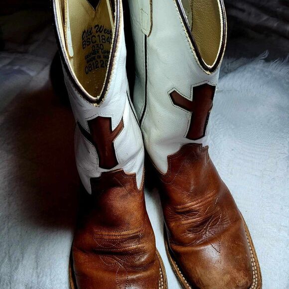 OLD WEST Kids boots Size 30 Used Leather Brown and White